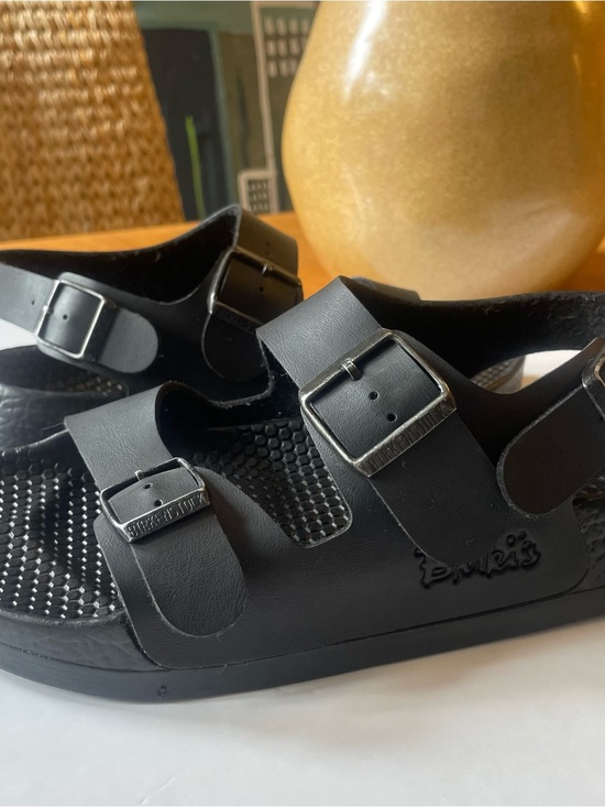 Birkenstock Shoes - Birki's by Birkenstock Milos Black Leather 3-Strap Backstrap Sandals Size 39.5